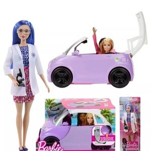 Barbie Scientist Doll with Purple Convertible Car